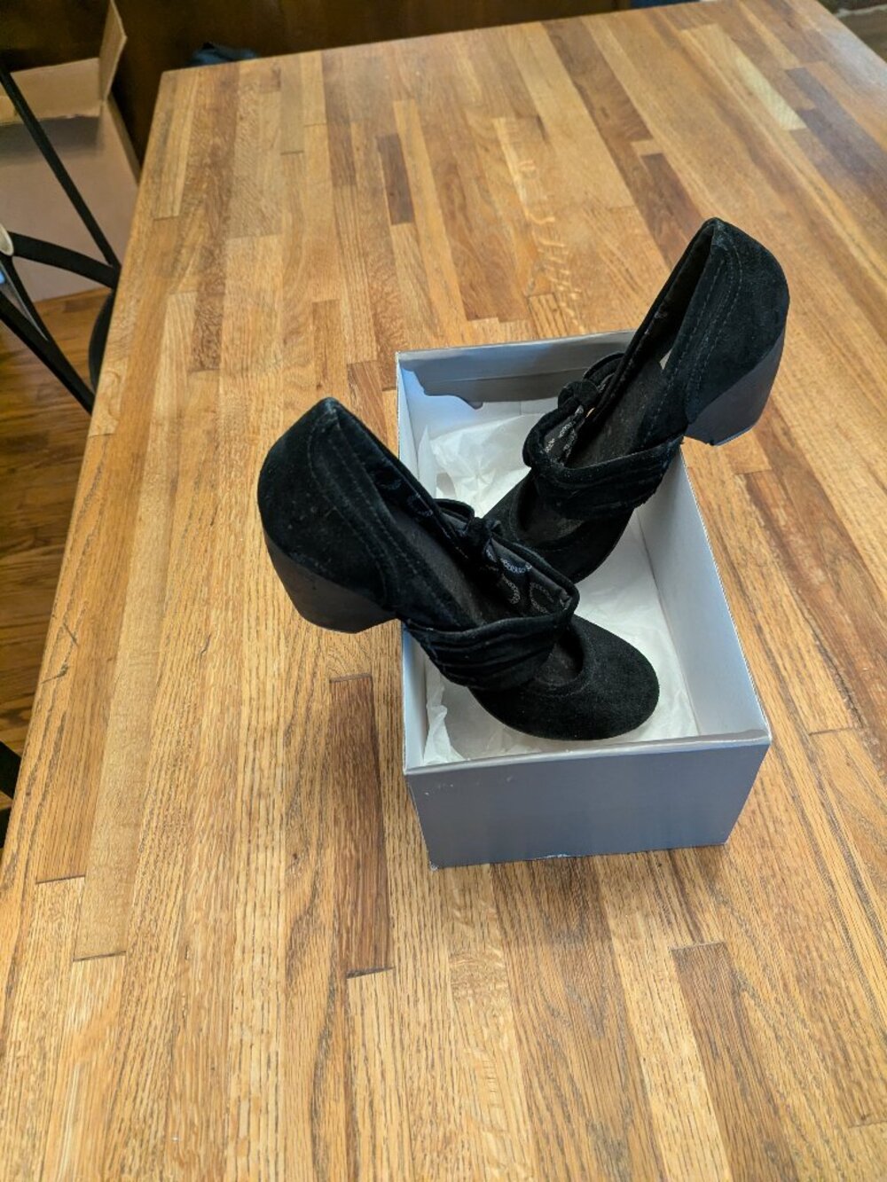 Super Comfy Black Suede Wedge Heel Mary Janes Women's Size 9